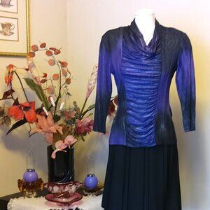 NWOT JOLIBEL Round Neck Long Sleeve Pleated Tunic Quality Blouse Top M 8